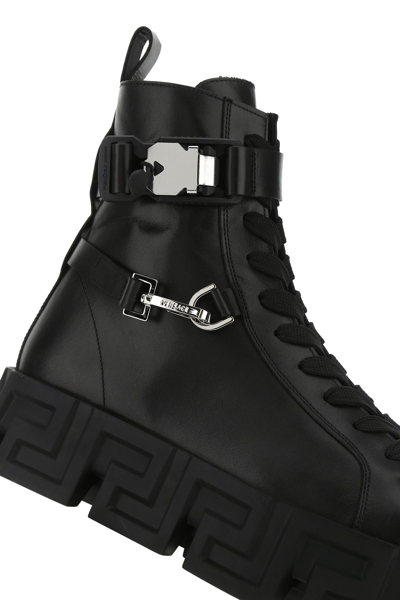 Shop Versace Black Leather Labyrinth Boots  Black  Uomo 41