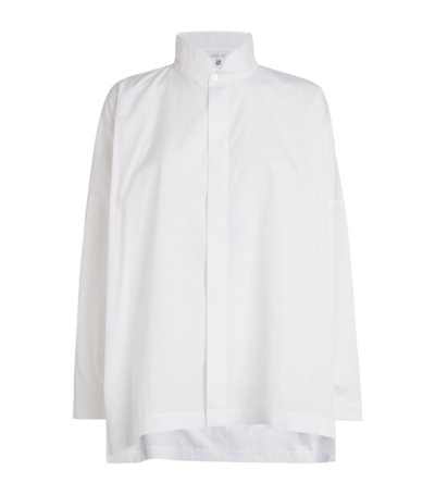 Shop Eskandar Cotton Stand-collar Shirt In White
