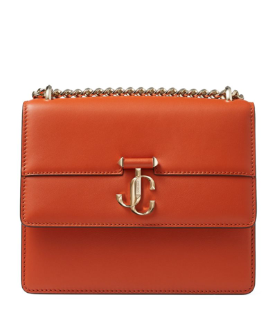 Shop Jimmy Choo Small Leather Varenne Quad Shoulder Bag In Orange