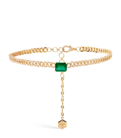 Shop Shay Yellow Gold, Diamond And Emerald Solitaire Choker Necklace