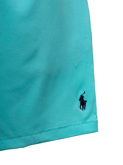 Shop Polo Ralph Lauren Light Blue Swim Shorts With Logo