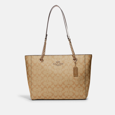 COACH Women's Cammie Leather Chain Tote