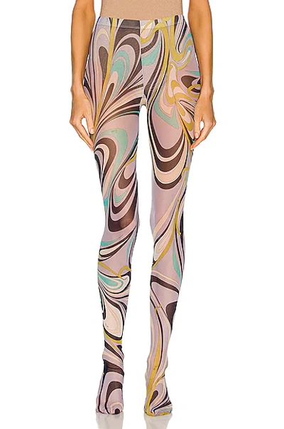 Shop Emilio Pucci Onde Tights In Navy & Lavanda