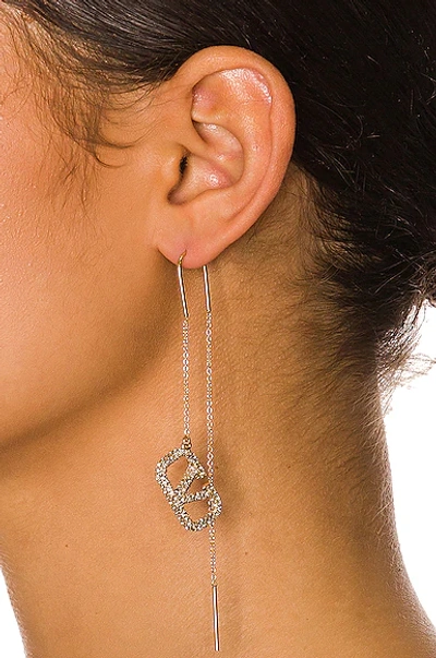 Valentino Vlogo Signature Drop Earrings In Oro & Crystal Silver Shade