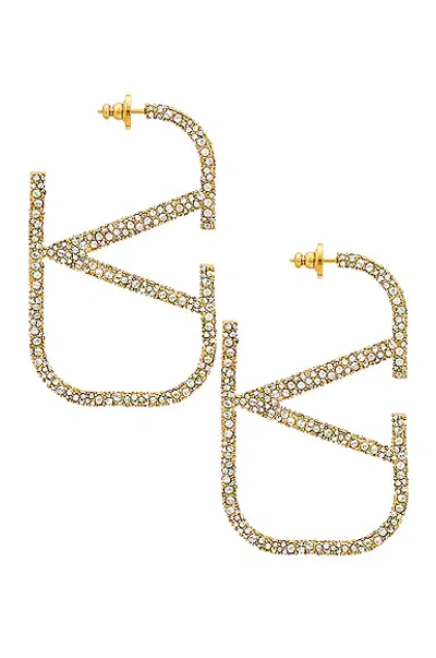 Shop Valentino Vlogo Signature Earrings In Oro & Crystal Silver Shade