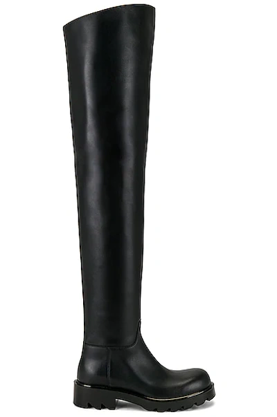 Shop Bottega Veneta Leather Thigh High Boots In Black
