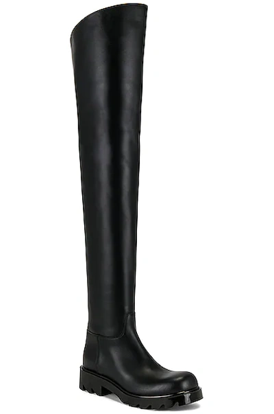 Shop Bottega Veneta Leather Thigh High Boots In Black