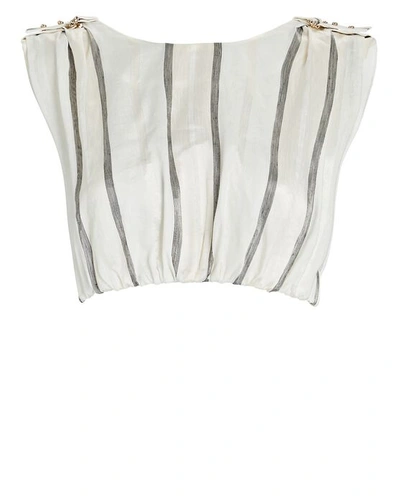 Shop Acler Leighton Striped Linen-blend Crop Top In Multi