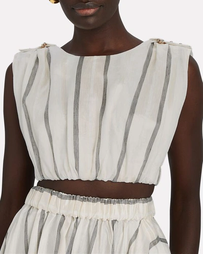 Shop Acler Leighton Striped Linen-blend Crop Top In Multi
