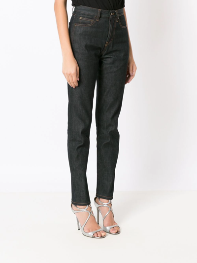 Shop Saint Laurent Slim-fit High-waisted Jeans In Blue