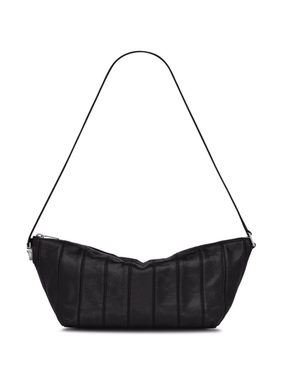 Shop Saint Laurent Tuc Striped Leather Messenger Bag In Black