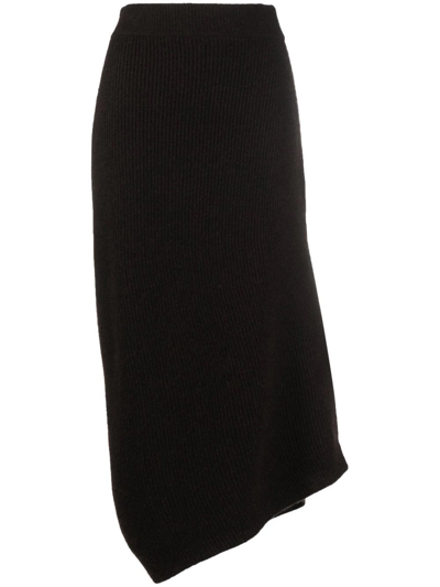 Shop The Row Asymmetric Cashmere Skirt In Brown