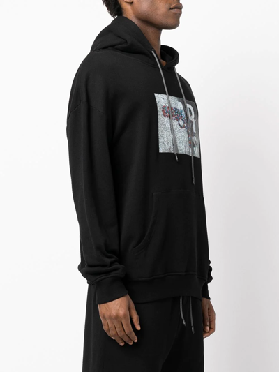 Shop Mostly Heard Rarely Seen Graphic-print Jersey Hoodie In Black