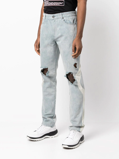 Mostly Heard Rarely Seen Ripped Straight-leg Jeans In Blue