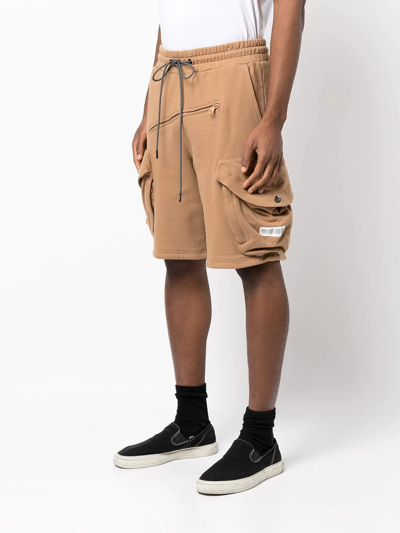 Shop Mostly Heard Rarely Seen Barcode Patch Track Shorts In Brown