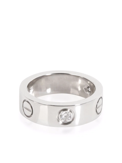 Pre-owned Cartier  18kt White Gold Love Diamond Ring In Silver