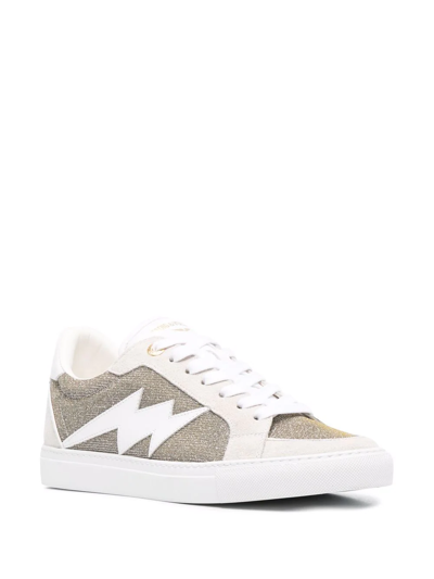 Zadig & Voltaire Zv1747 Glittery Suede-blend Trainers In Grey