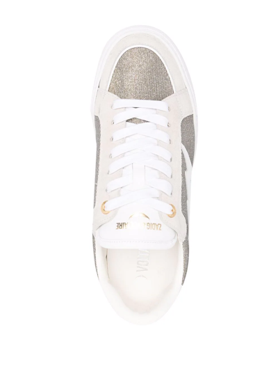 Zadig & Voltaire Zv1747 Glittery Suede-blend Trainers In Grey