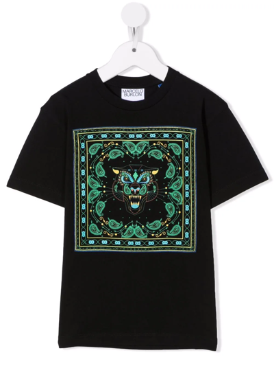 Shop Marcelo Burlon County Of Milan Bandana Tiger Printed T-shirt In Black