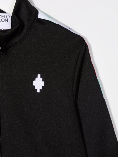 Shop Marcelo Burlon County Of Milan Cross Embroidered Track Jacket In Black
