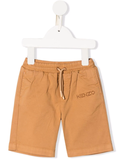 Shop Kenzo Logo-print Track Shorts In Brown