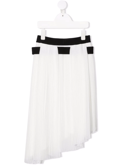 Shop Givenchy Two-tone Cotton Pleated Skirt In White