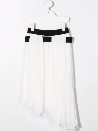 Shop Givenchy Two-tone Cotton Pleated Skirt In White