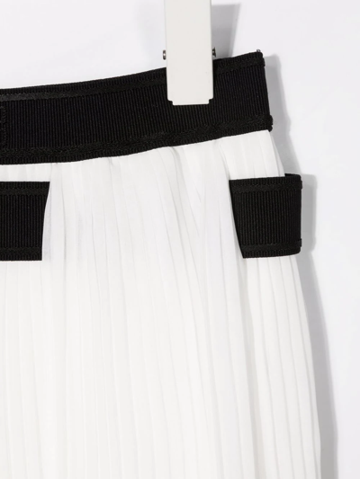 Shop Givenchy Two-tone Cotton Pleated Skirt In White