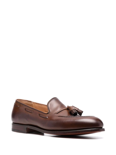 Shop Crockett & Jones Tassel Trim Loafers In Brown