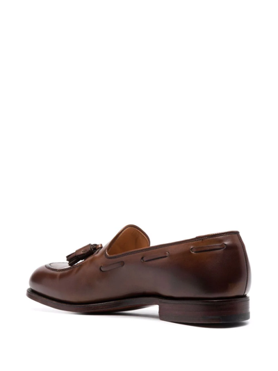 Shop Crockett & Jones Tassel Trim Loafers In Brown