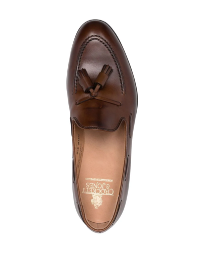 Shop Crockett & Jones Tassel Trim Loafers In Brown