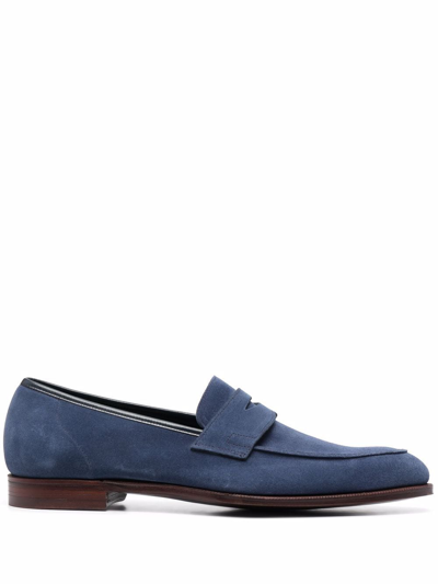 Shop Crockett & Jones Suede Loafers In Blue