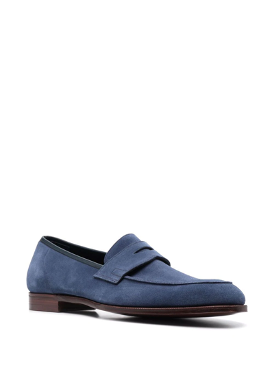 Shop Crockett & Jones Suede Loafers In Blue