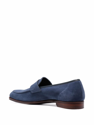 Crockett & Jones Suede Loafers In Blue