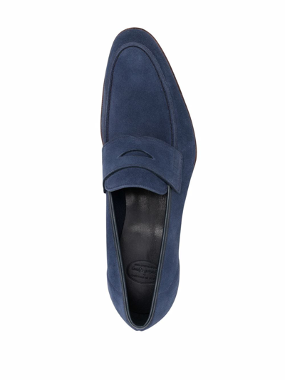 Shop Crockett & Jones Suede Loafers In Blue