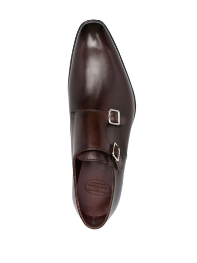 Crockett & Jones Leather Monk Shoes In Brown