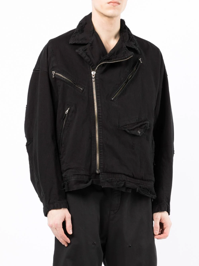 Shop Julius Denim Biker Jacket In Black