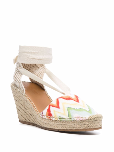 Missoni White 95 Zigzag Wedge Espadrilles In Neutrals