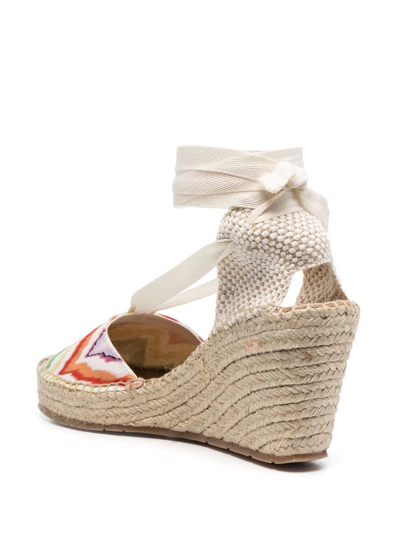Missoni White 95 Zigzag Wedge Espadrilles In Neutrals