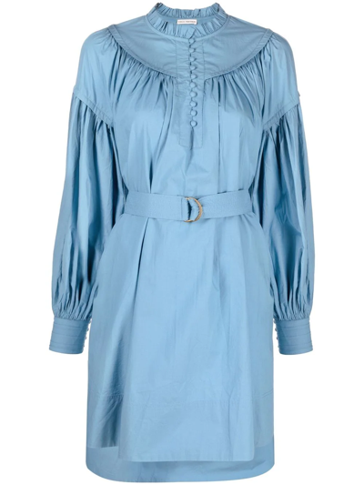 Shop Ulla Johnson Ingrid Belted Minidress In Blue