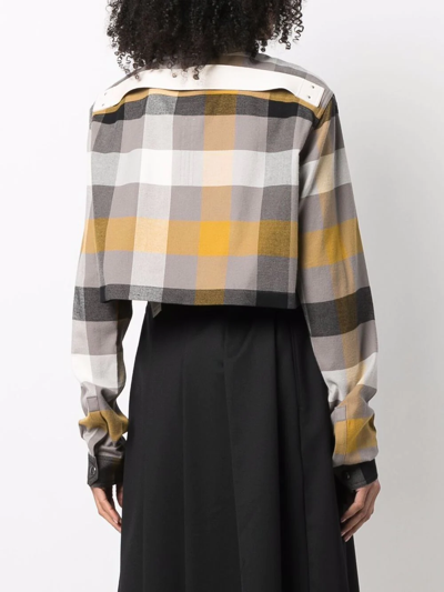 Shop Rick Owens Check Cropped Shirt In Neutrals