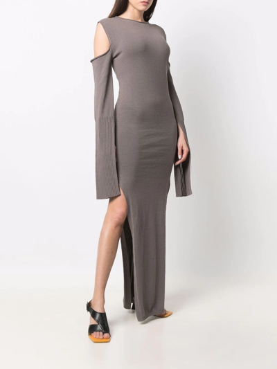 Rick Owens Lido Cape Virgin Wool Maxi Dress In Grey