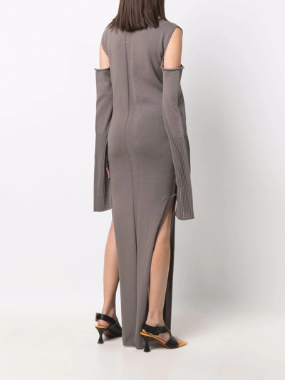 Shop Rick Owens Cape-sleeve Knit Dress In Grey