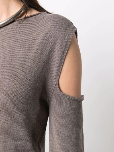 Shop Rick Owens Cape-sleeve Knit Dress In Grey