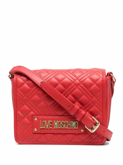Love Moschino Logo-plaque Quilted Shoulder Bag In Red | ModeSens
