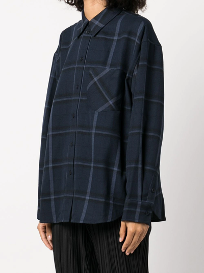 Anine Bing Sam Shirt In Blue Plaid ModeSens