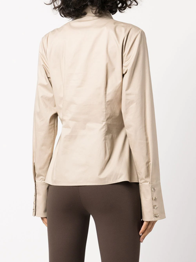 Shop Anine Bing Tiffany Point-collar Shirt In Brown