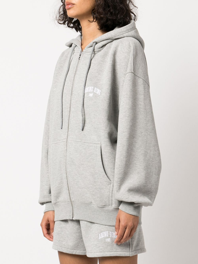 Anine Bing Zane Logo Cotton Blend Hoodie In Grey | ModeSens