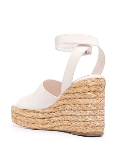 Shop Paloma Barceló Woven Raffia Wedge Sandals In Pink