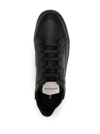 Shop Emporio Armani Logo-print Low-top Sneakers In Black